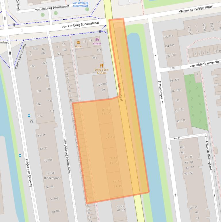 Kaart van postcodegebied 2805BG.