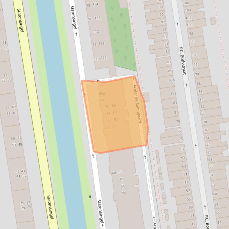 Kaart van postcodegebied 2805BJ.