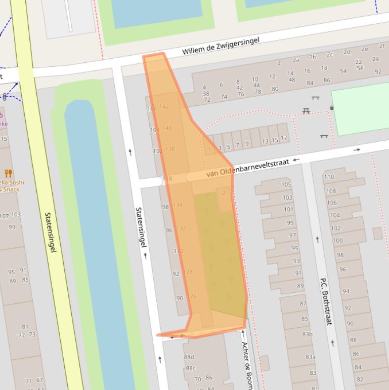 Kaart van postcodegebied 2805BL.