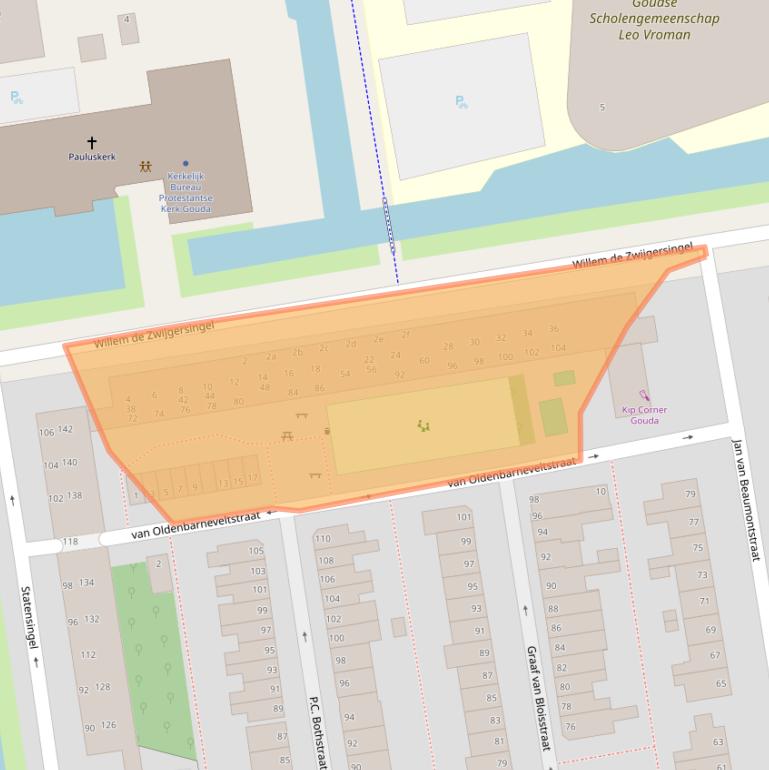 Kaart van postcodegebied 2805BR.