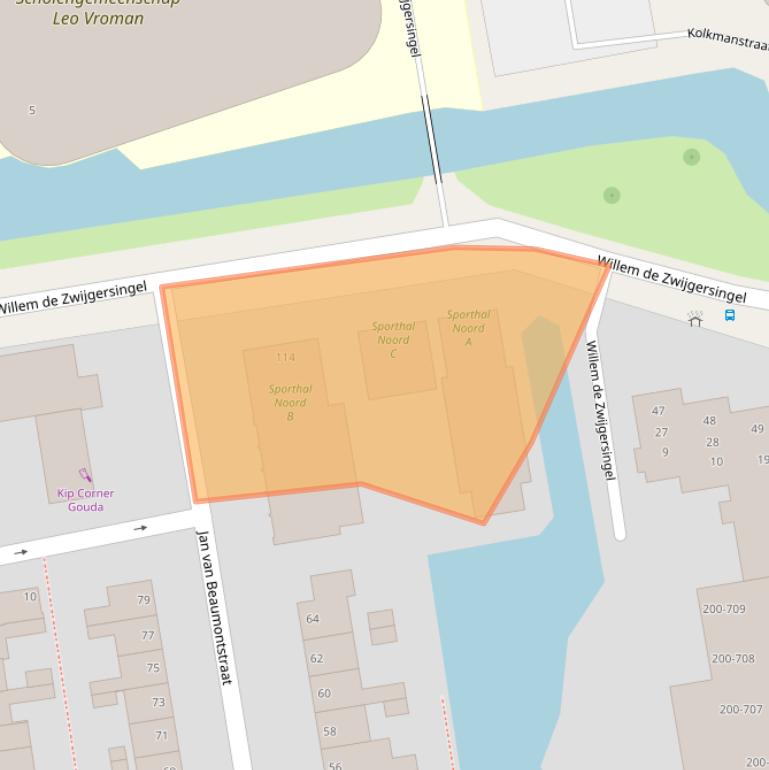 Kaart van postcodegebied 2805BS.