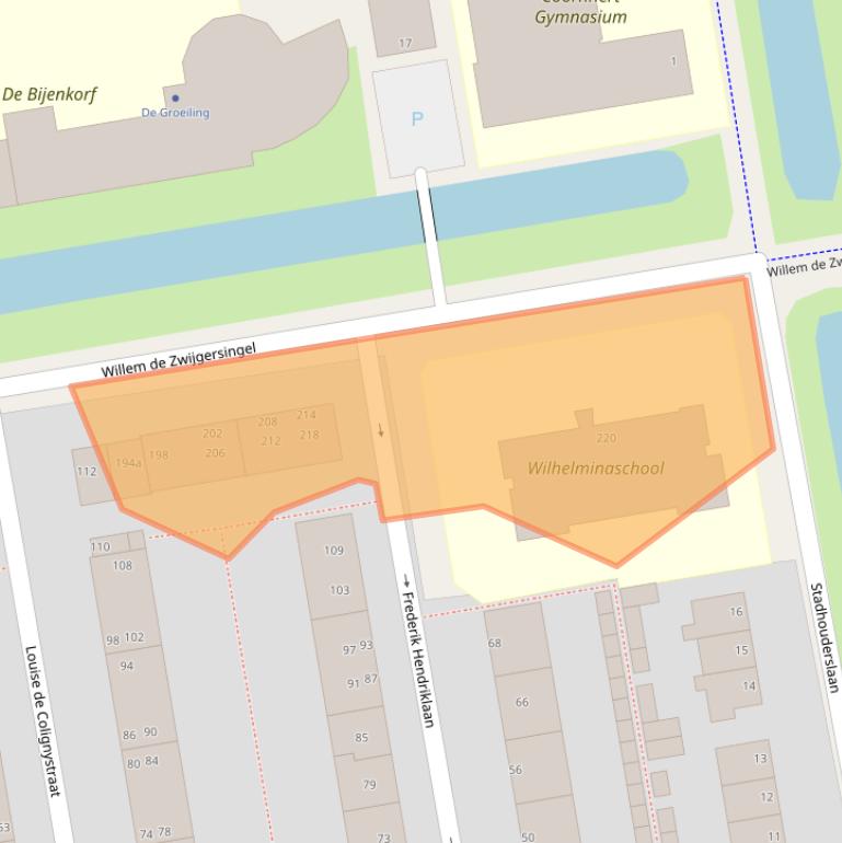 Kaart van postcodegebied 2805BW.