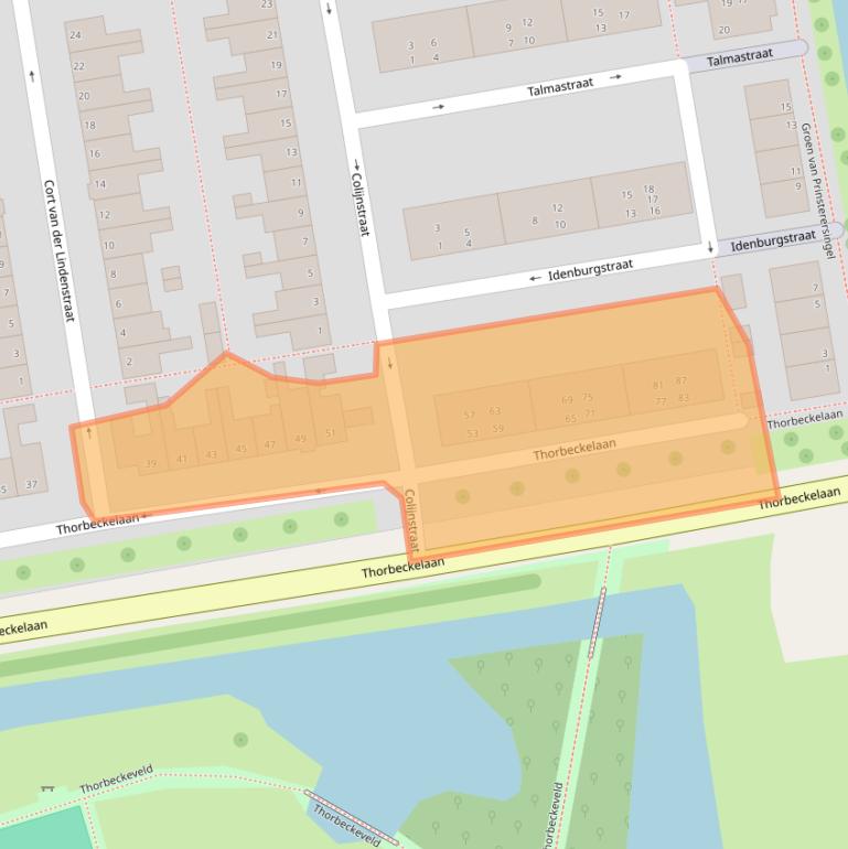 Kaart van postcodegebied 2805CB.