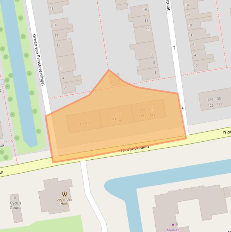 Kaart van postcodegebied 2805CC.