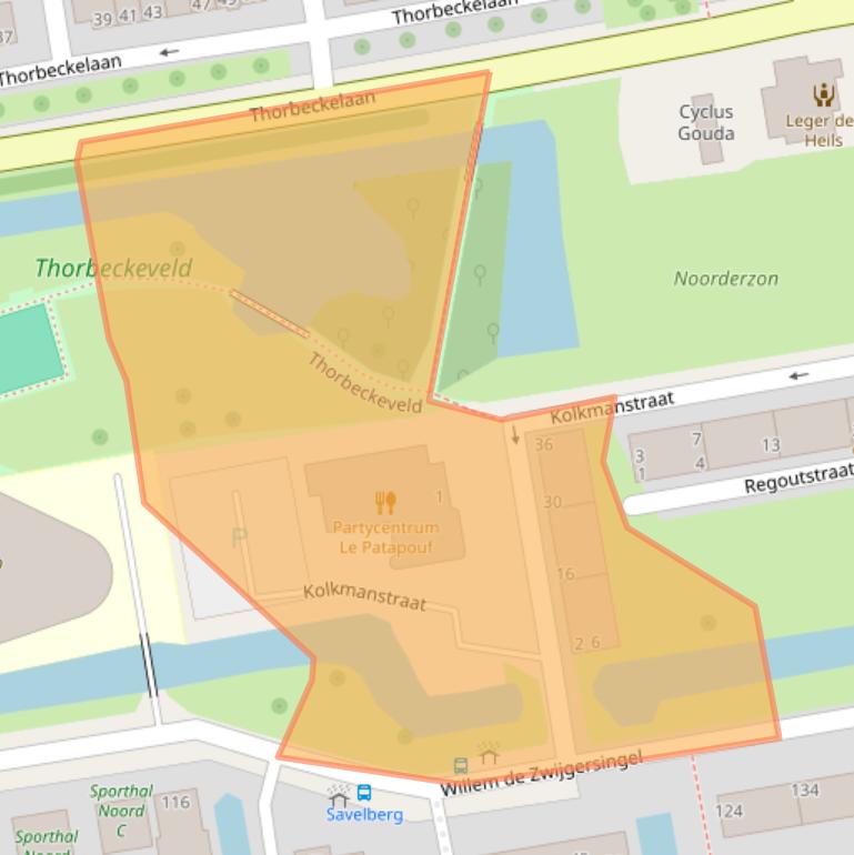 Kaart van postcodegebied 2805CG.