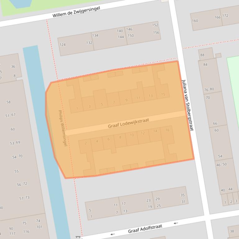 Kaart van postcodegebied 2805CJ.