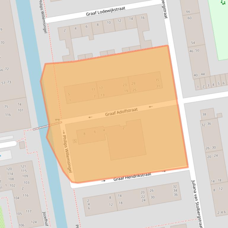 Kaart van postcodegebied 2805CL.