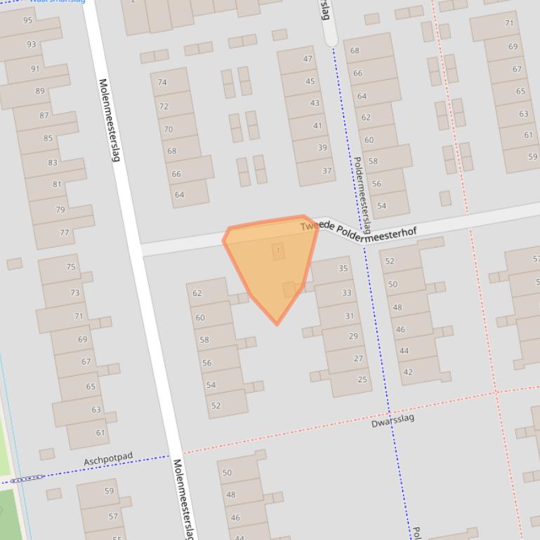 Kaart van postcodegebied 2805CW.