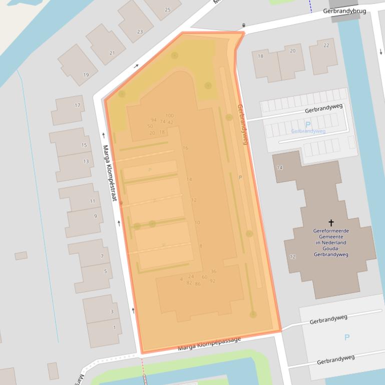 Kaart van postcodegebied 2805CX.