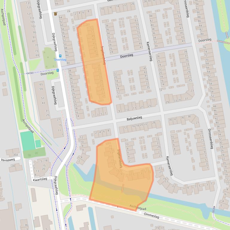 Kaart van postcodegebied 2805DL.