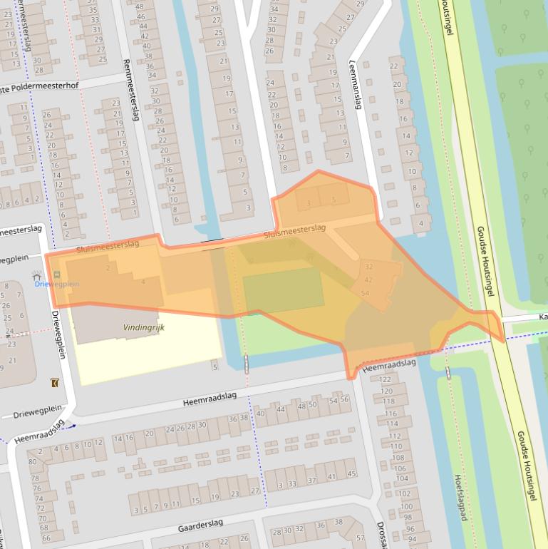 Kaart van postcodegebied 2805DZ.