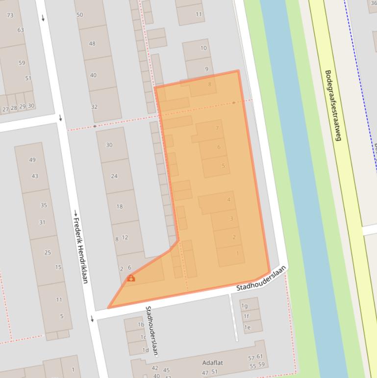 Kaart van postcodegebied 2805EN.