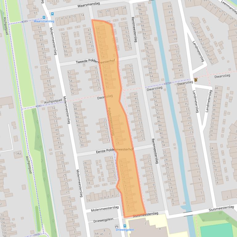 Kaart van postcodegebied 2805EX.