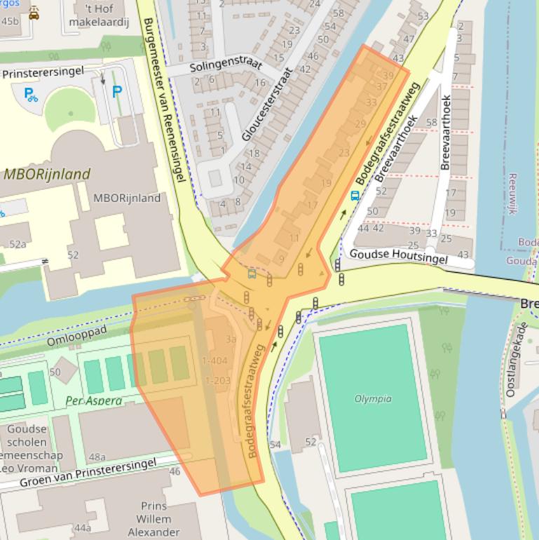 Kaart van postcodegebied 2805GK.