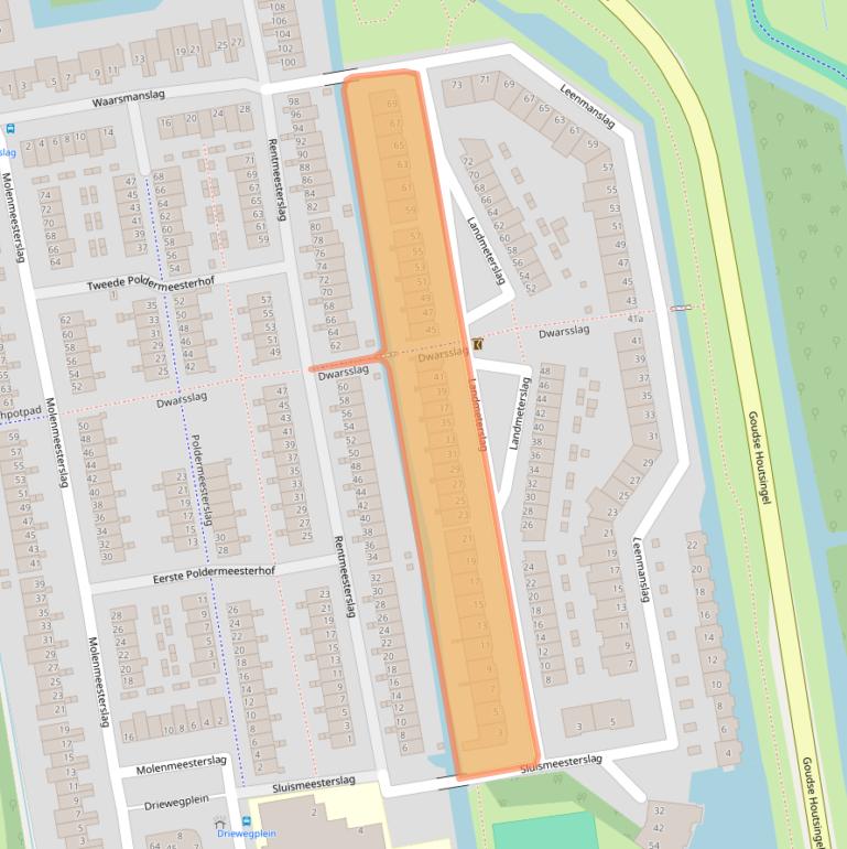 Kaart van postcodegebied 2805HR.