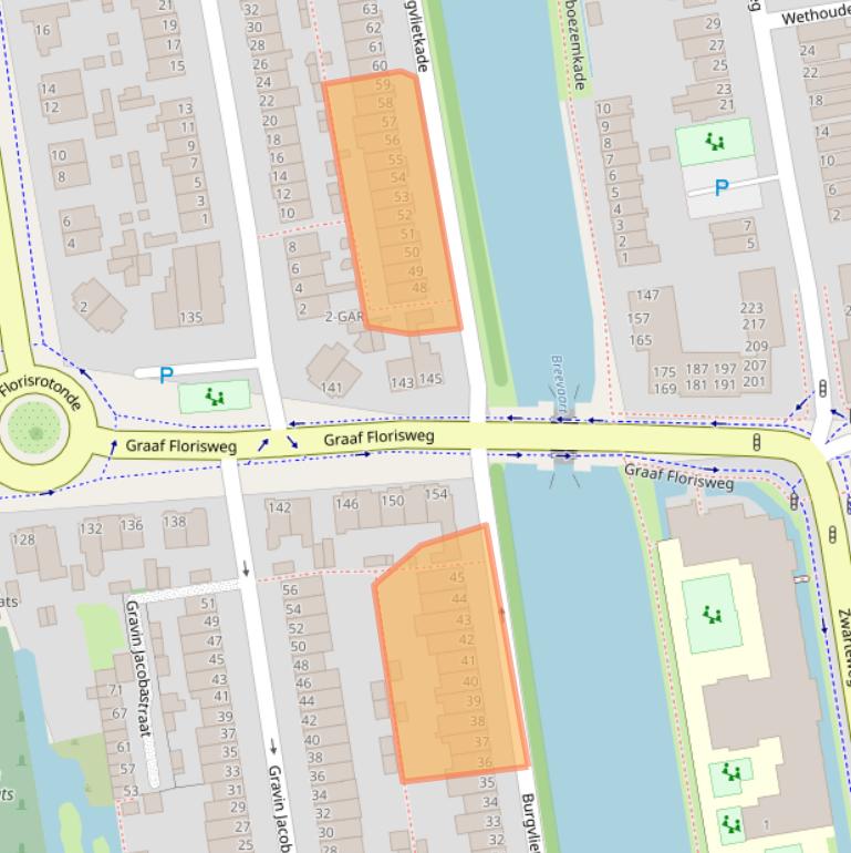 Kaart van postcodegebied 2805JB.