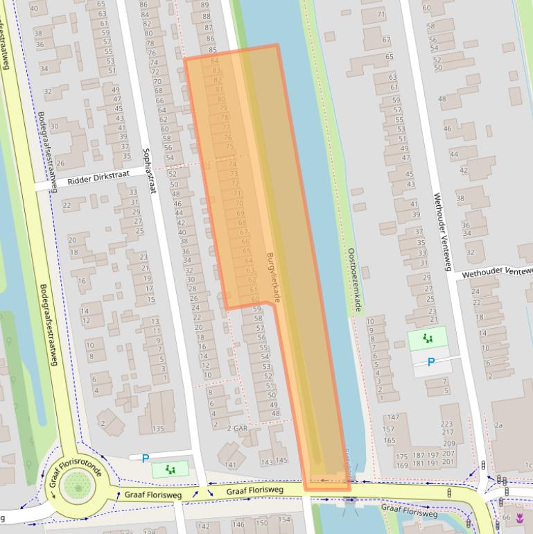 Kaart van postcodegebied 2805JC.