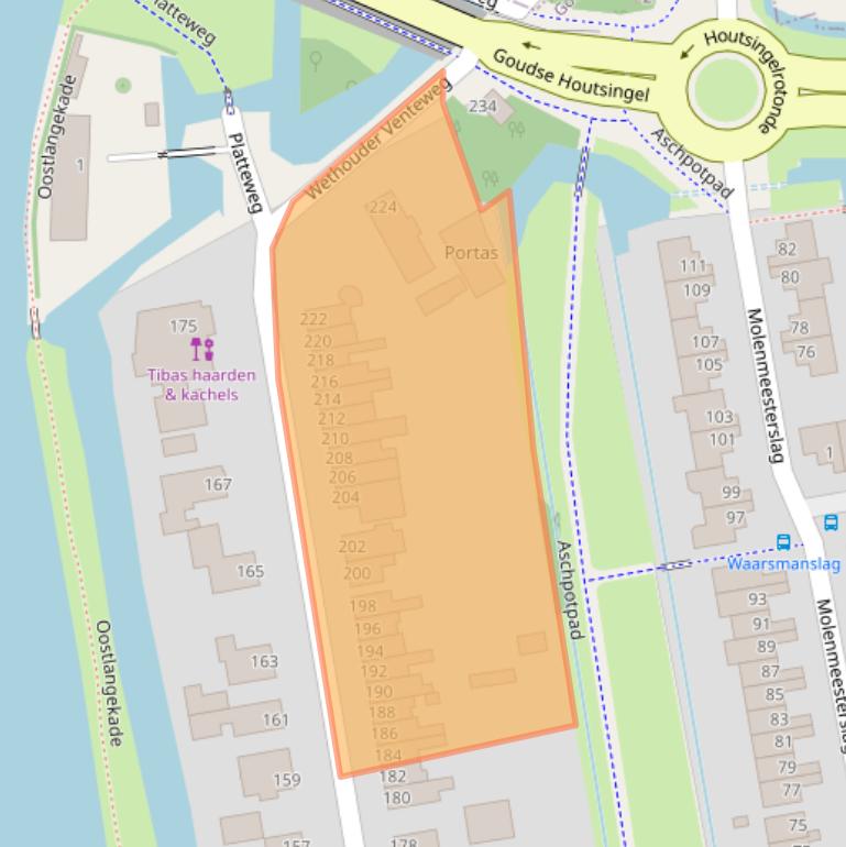 Kaart van postcodegebied 2805JV.