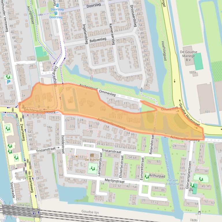Kaart van postcodegebied 2805JW.