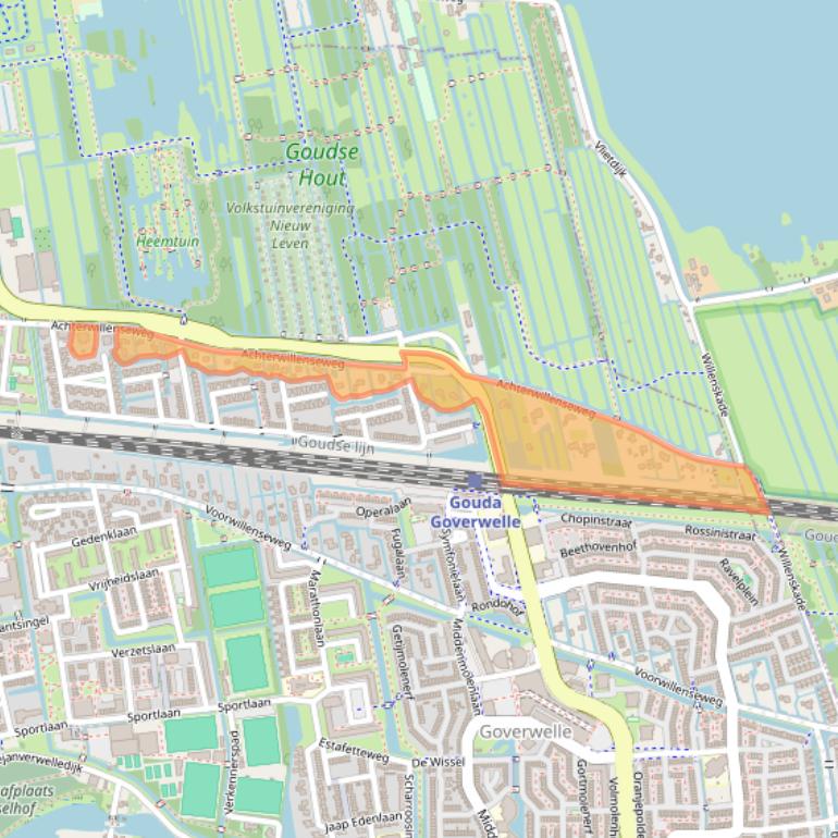 Kaart van postcodegebied 2805KB.