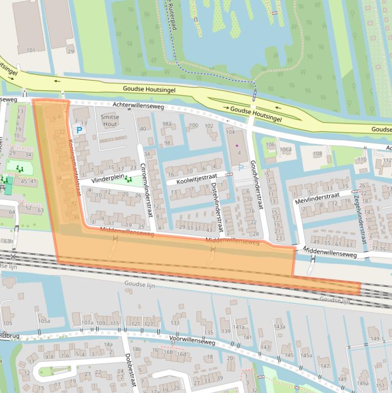 Kaart van postcodegebied 2805KE.