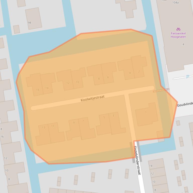 Kaart van postcodegebied 2805KN.