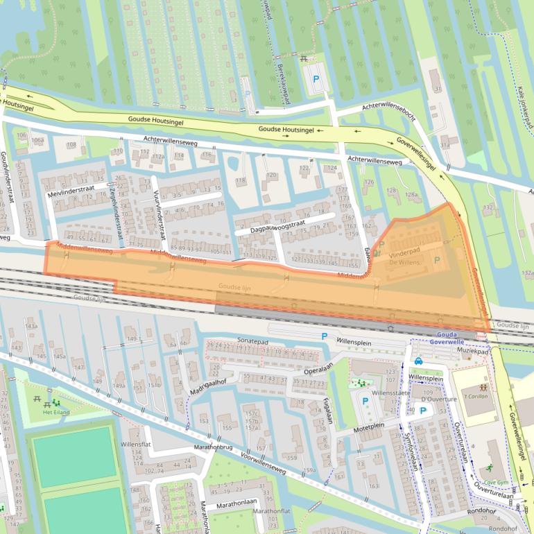 Kaart van postcodegebied 2805KX.