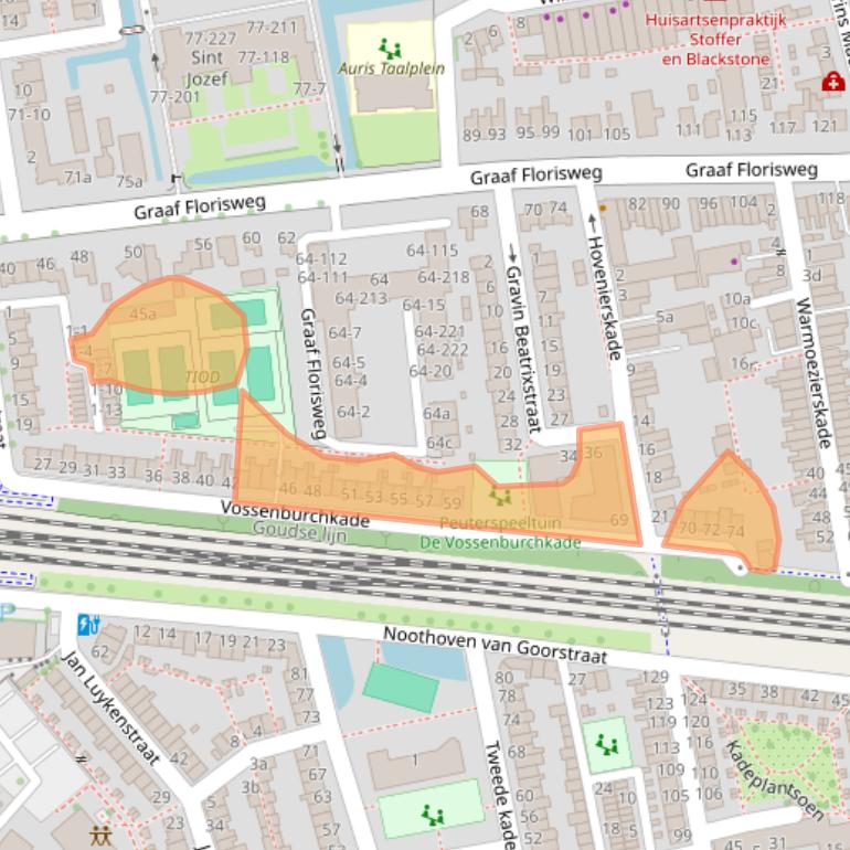 Kaart van postcodegebied 2805PC.