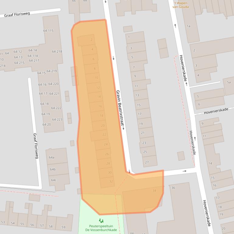 Kaart van postcodegebied 2805PJ.