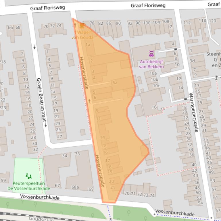Kaart van postcodegebied 2805PK.