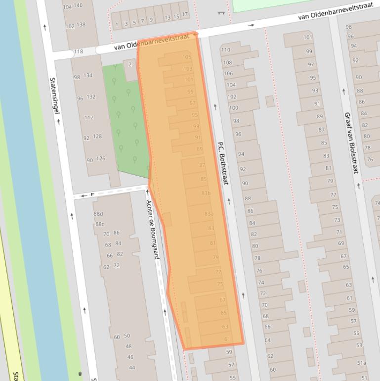 Kaart van postcodegebied 2805RC.