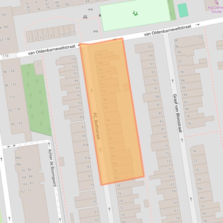 Kaart van postcodegebied 2805RG.