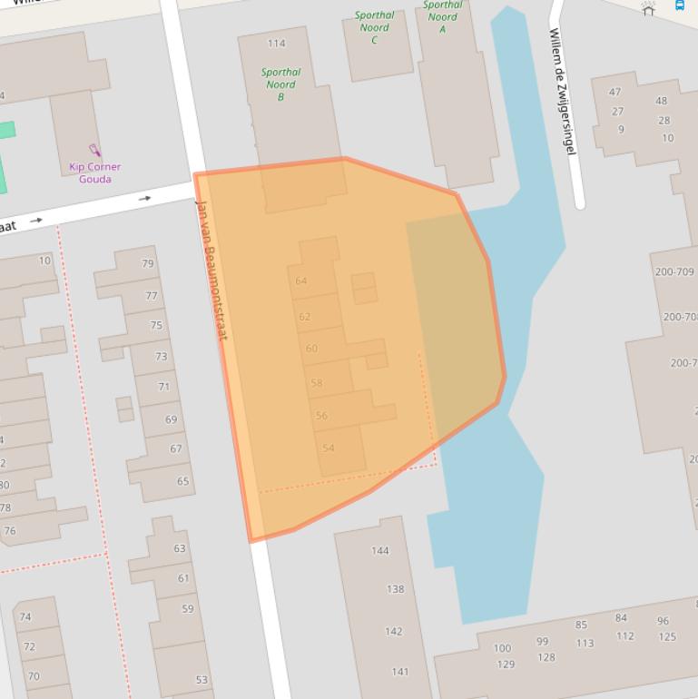Kaart van postcodegebied 2805RS.