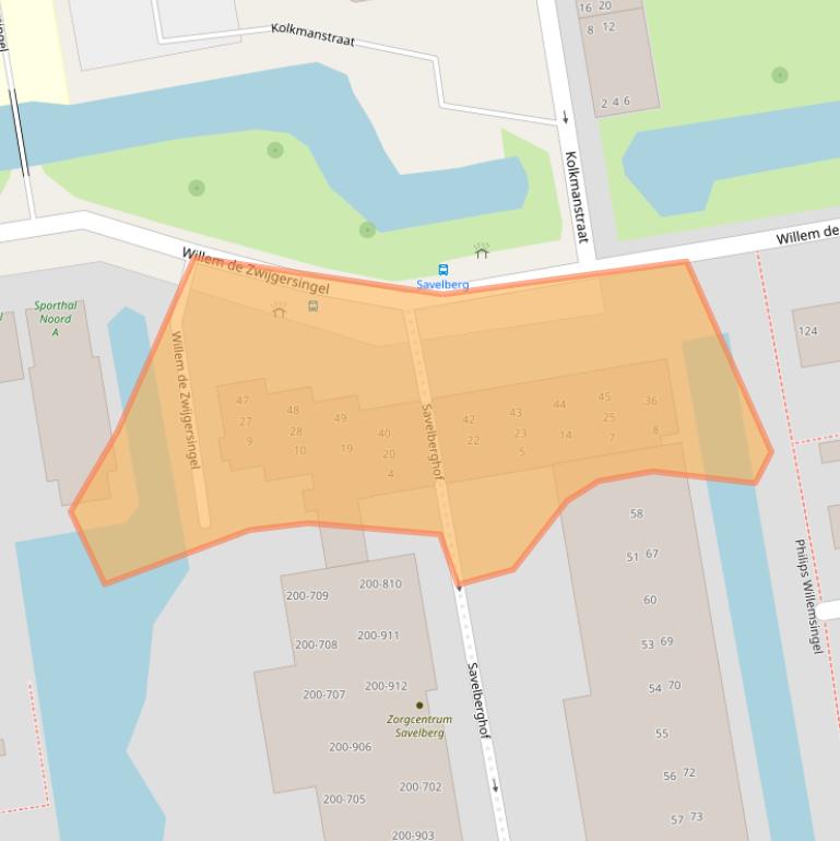 Kaart van postcodegebied 2805RT.