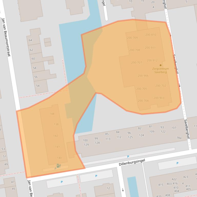 Kaart van postcodegebied 2805RX.