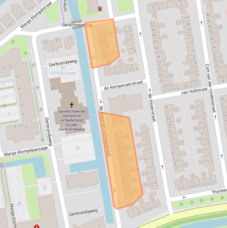 Kaart van postcodegebied 2805SB.