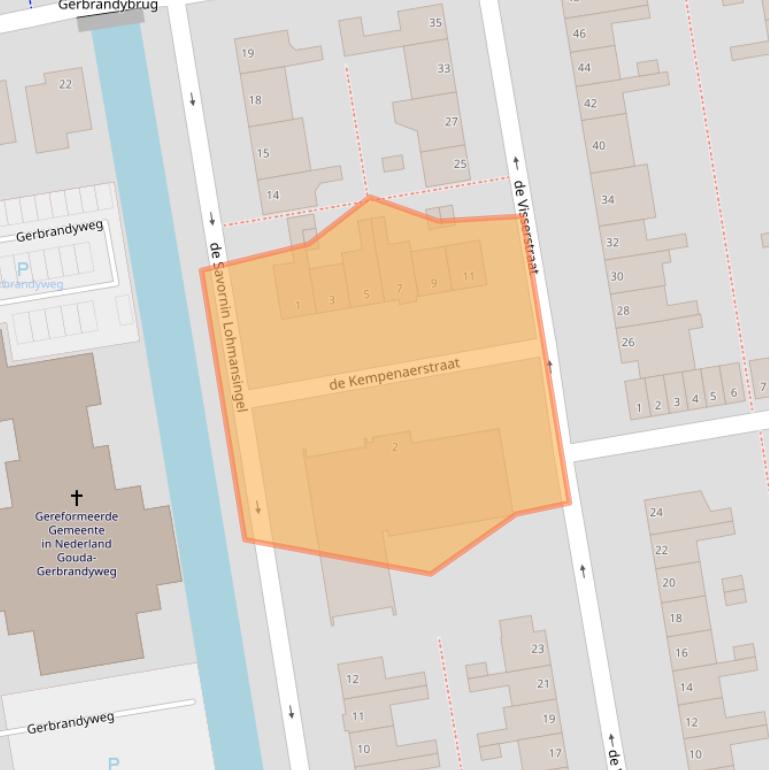 Kaart van postcodegebied 2805SC.