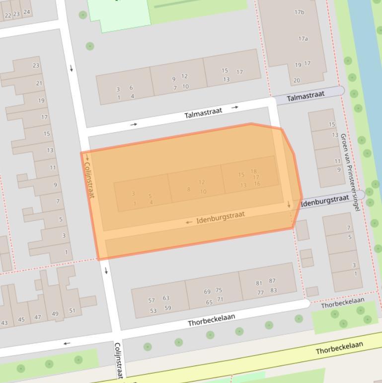 Kaart van postcodegebied 2805SZ.