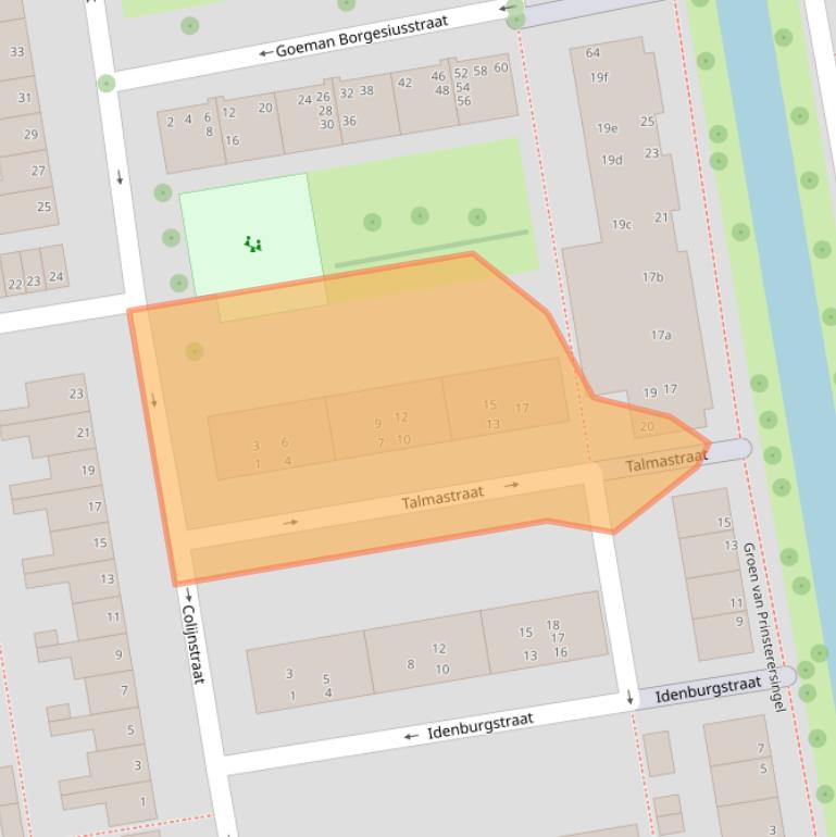Kaart van postcodegebied 2805TA.