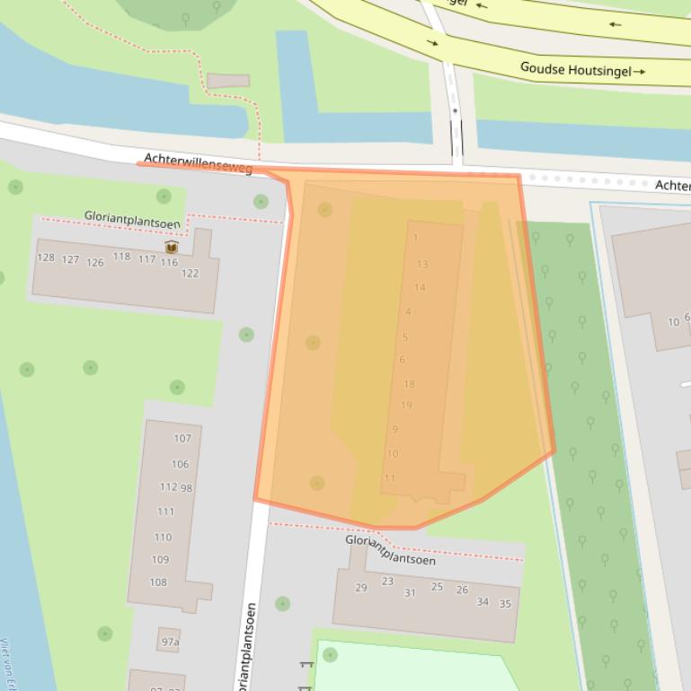 Kaart van postcodegebied 2805XA.