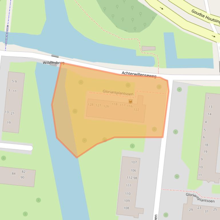 Kaart van postcodegebied 2805XH.