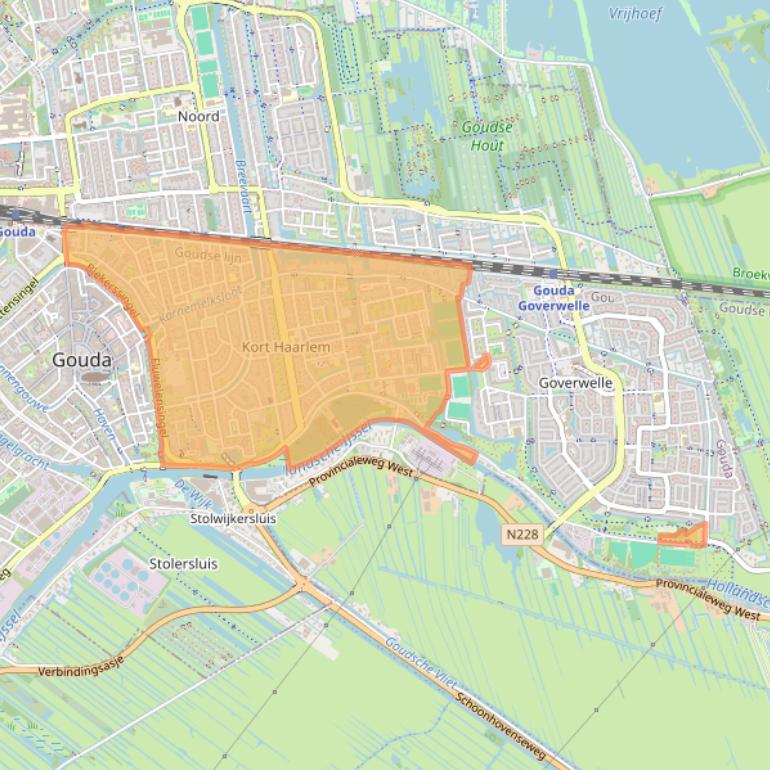 Kaartafbeelding, ingezoomd op postcodegebied 2806.