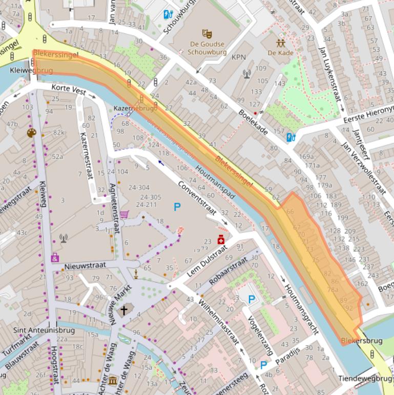 Kaart van postcodegebied 2806AD.