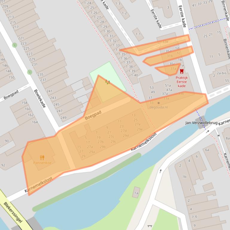 Kaart van postcodegebied 2806BA.