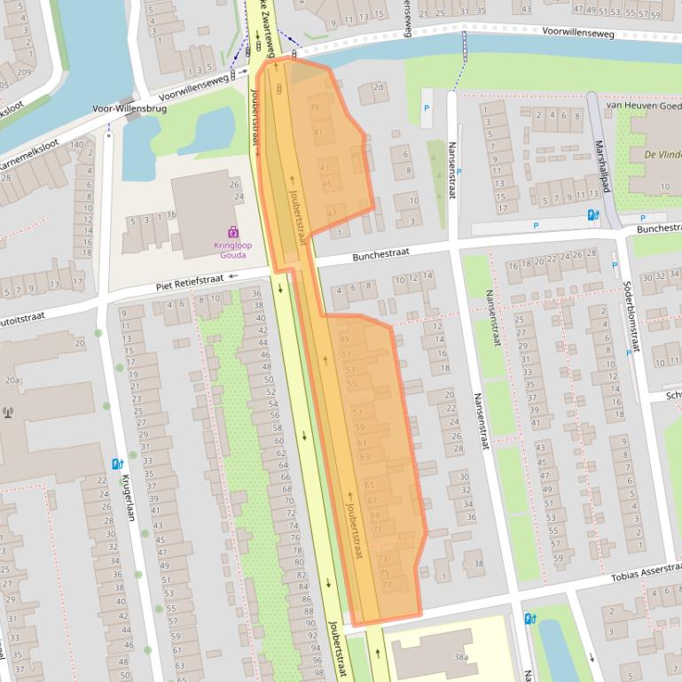 Kaart van postcodegebied 2806GA.