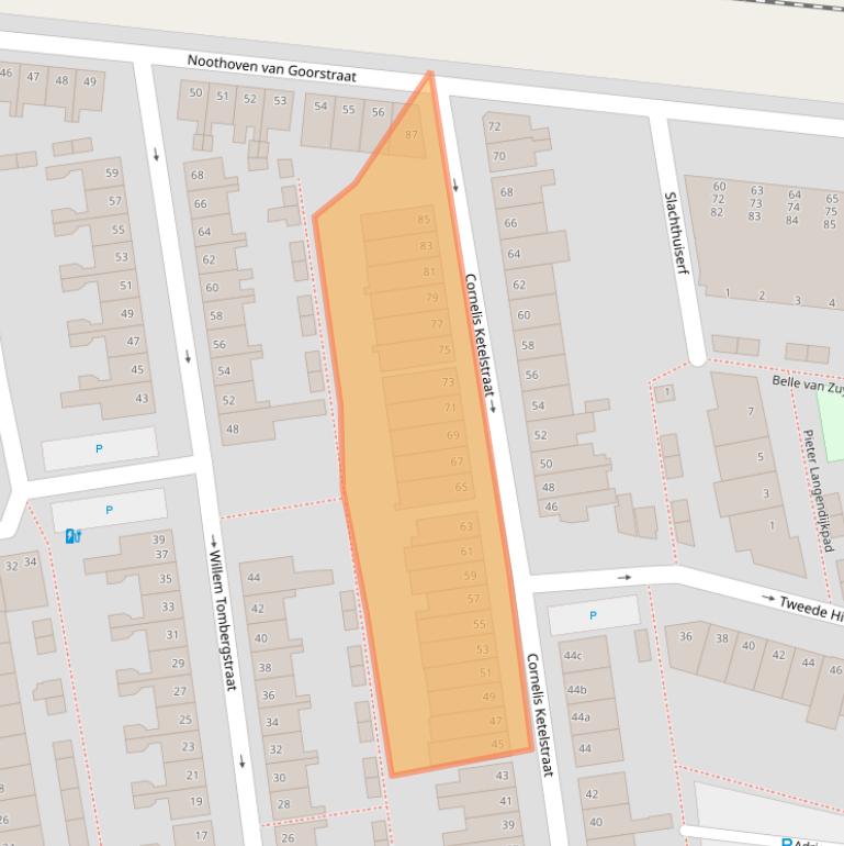 Kaart van postcodegebied 2806SL.