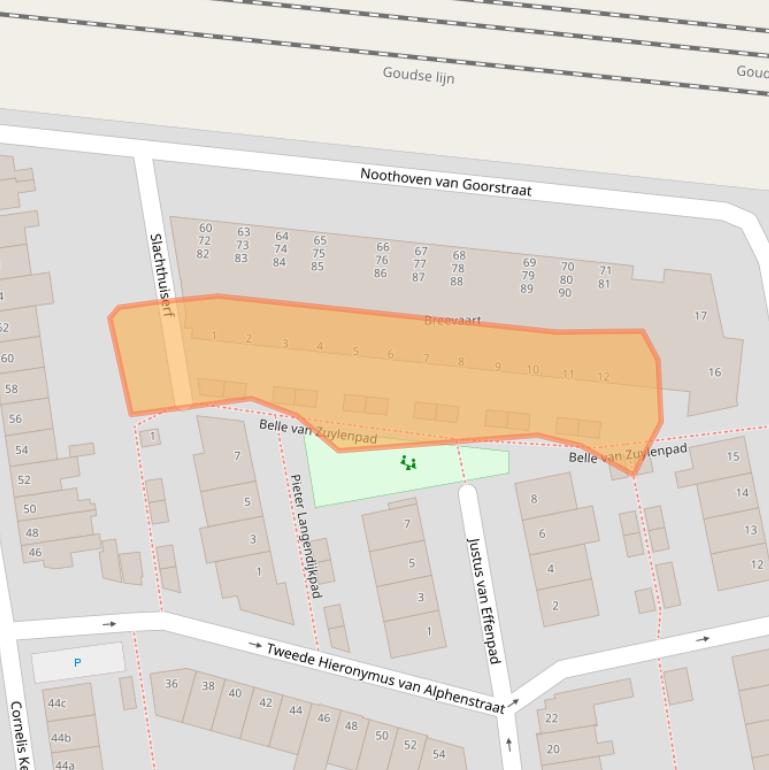 Kaart van postcodegebied 2806SZ.