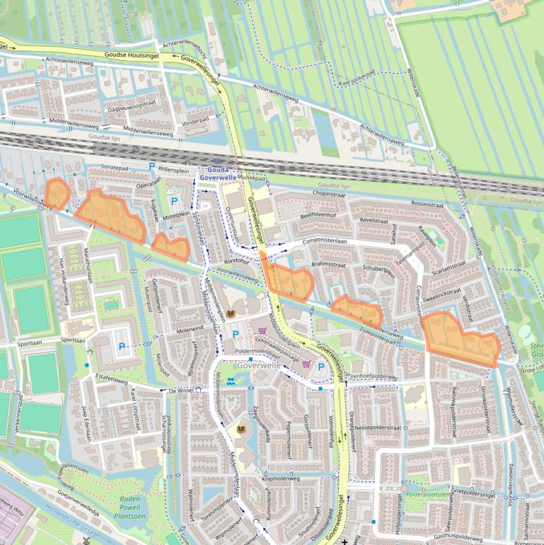 Kaart van postcodegebied 2807CA.