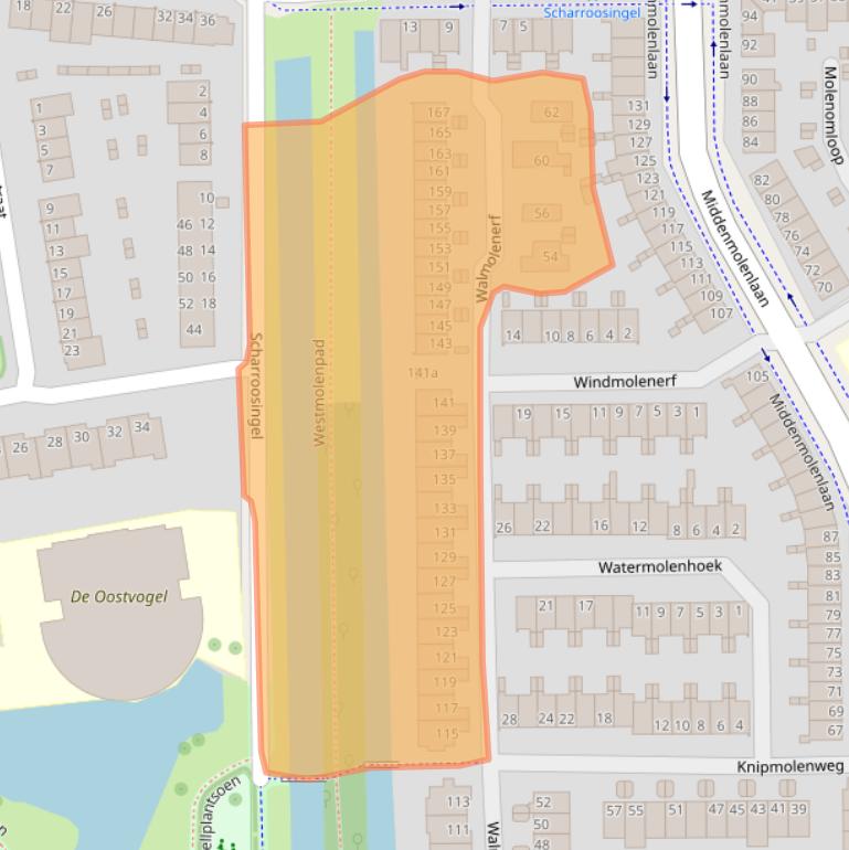 Kaart van postcodegebied 2807DA.