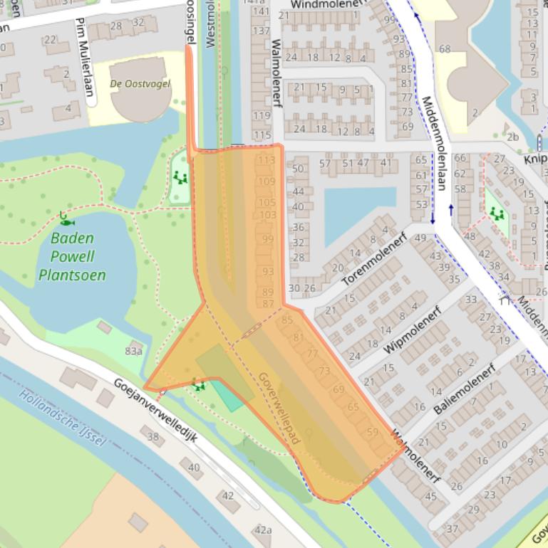 Kaart van postcodegebied 2807DE.
